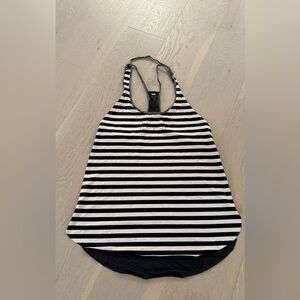 Lululemon Athletica Black and White Striped Racerback Tank